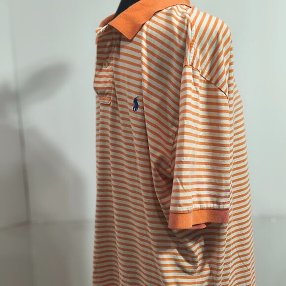 Polo by Ralph Lauren Orange and White Collared Polo 100% Cotton Men's Large - Picture 4 of 6